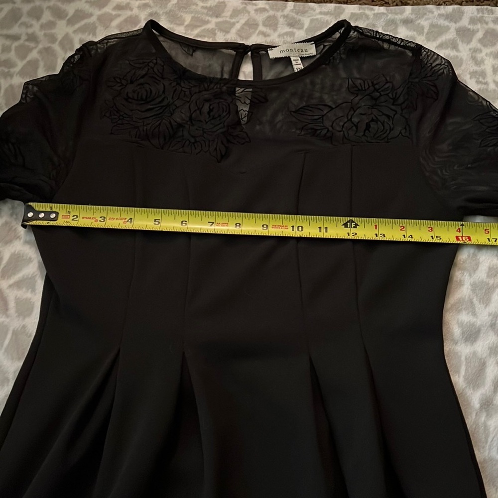 Monteau Black Lace Half Sleeve Dress Size PM - Picture 9 of 10